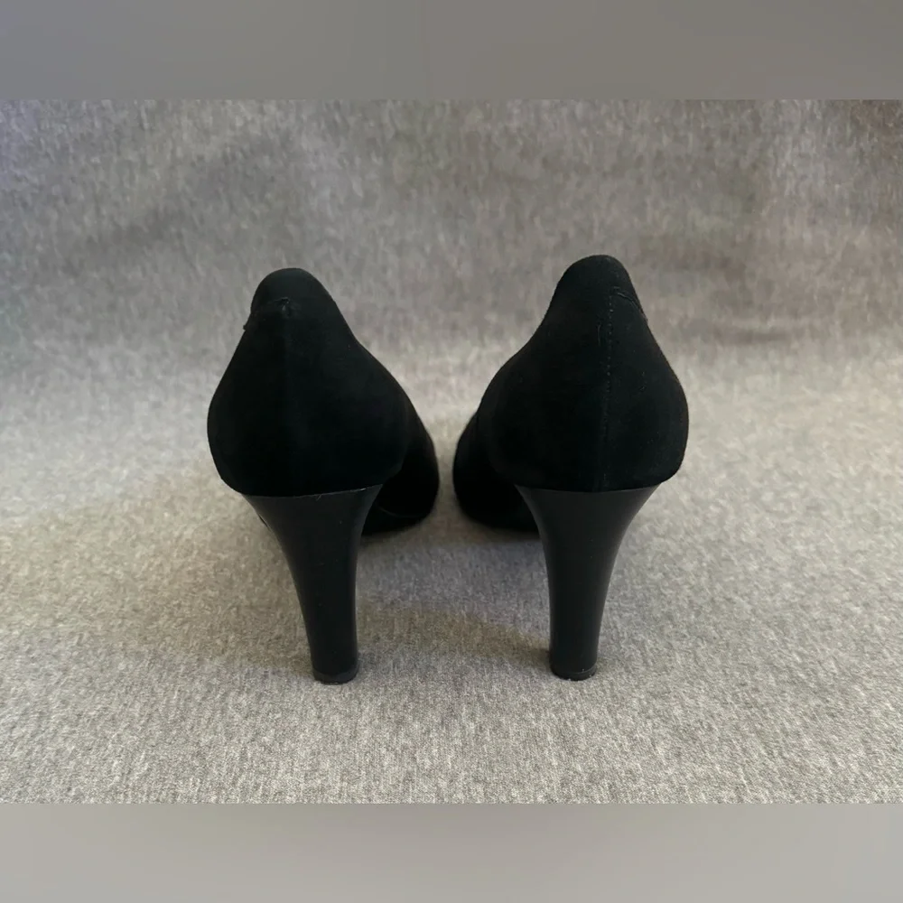 GEOX Respira Marian classic black suede‎ leather round toe pump heels women’s 8